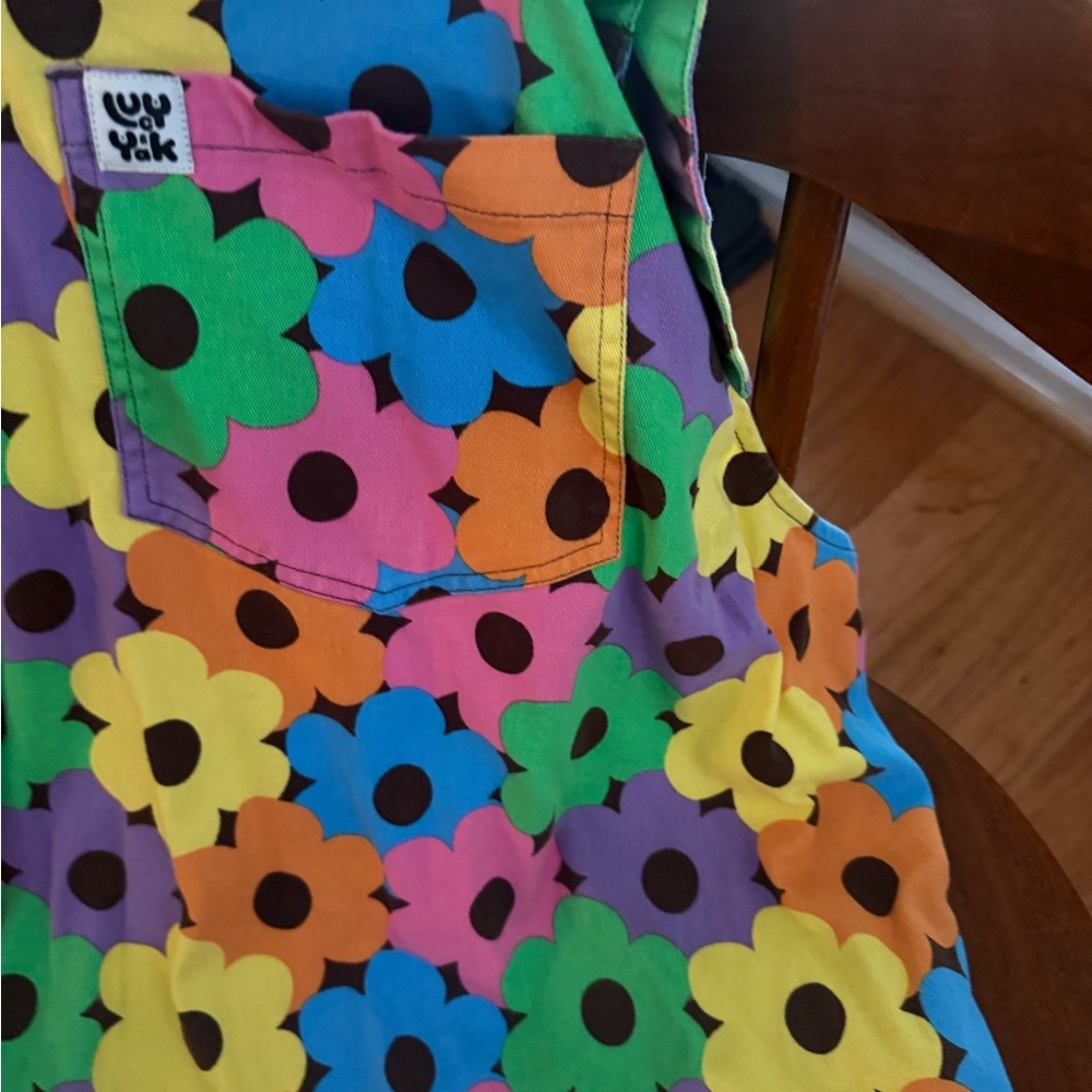 Bright Floral Overall Dress - Multicolor Flower Print - Picture 4 of 4
